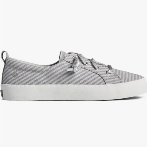 NEW SPERRY Crest Vibe Gray Metallic Stripe Memory Foam Top-Sider Shoes in Box - Picture 6 of 17
